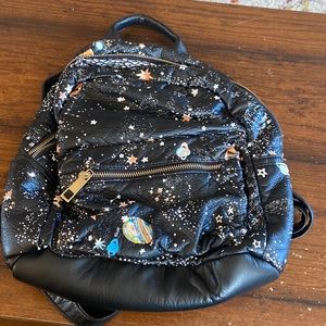 Black / outer space leather mini backpack